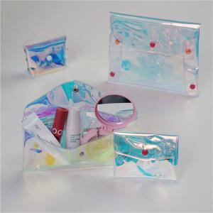투명 홀로그램 똑딱이 PVC 파우치 라지